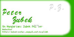 peter zubek business card